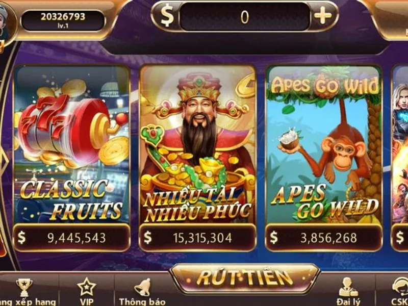 Màn hình game slot với các tính năng bonus và biểu tượng đặc biệt